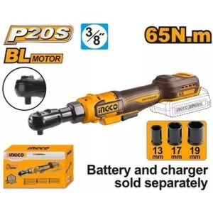 Ingco 3/8'' Square Drive Cordless Drive Ratchet 20V 65 N*M Cdrli206521