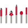 Red Elephant 6 Pieces Trimmer Bit Set 6.3Mm Shank — Red Elephant Router & Trimmer Bits