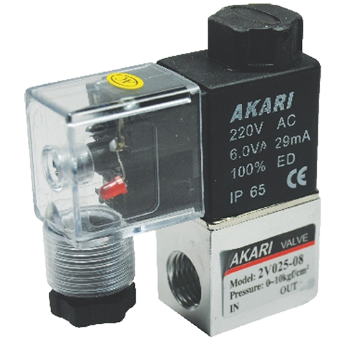 Akari 2 Port 2 Position 3.17mm(1/8") Single Solenoid Direct Acting Valve Aluminium 2v-025-06