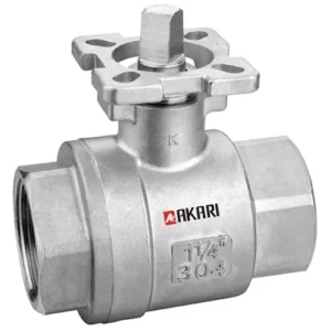 Akari Stainless Steel Full Bore Ball Valve With Mounting Pad 2Piece Body Design