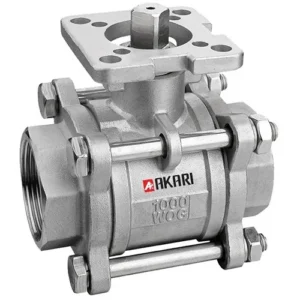 Akari Stainless Steel Full Bore Ball Valve With Mounting Pad 3Piece Body Design