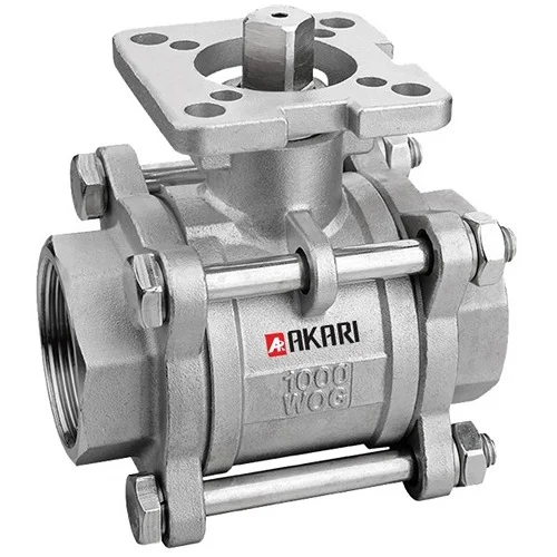 Akari Stainless Steel Full Bore Ball Valve With Mounting Pad 3Piece Body Design — Akari All Products