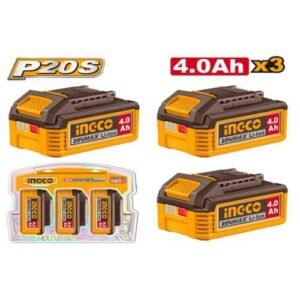 Ingco 4Ah (4000Mah) 3 Pieces Lithium Ion Battery Set 20V Cosli251296