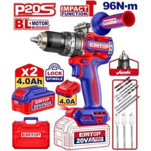 Emtop 20v Cordless Impact Drill Machine 13mm ECIDL209686