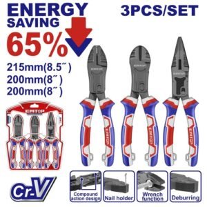 Emtop 3 Pieces Compound Action Plier Set Epls2351