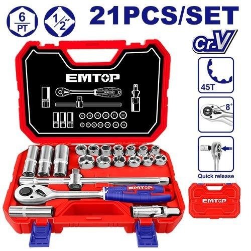 Emtop 21 Pieces Socket Set Eskt12211