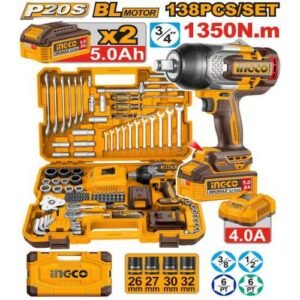 Ingco 138 Pieces Cordless Impact Wrench Tools Set Hkthp41383