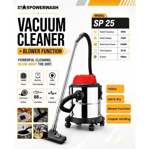 Starpower 1400w Wet & Dry Vacuum Cleaner With Blower 25Ltr SP 25