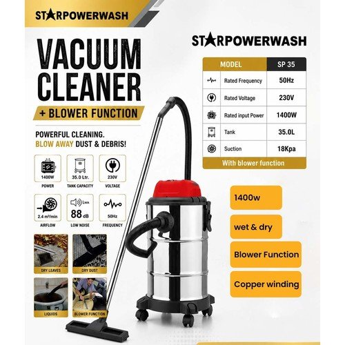 Starpower 1400w Wet & Dry Vacuum Cleaner With Blower 35Ltr SP 35