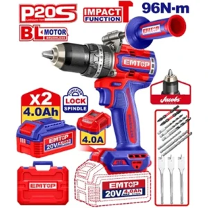 Emtop 20V Cordless Impact Drill Machine 13Mm ECIDL209686