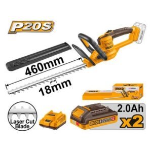 Ingco 20V 460Mm Cordless Hedge Trimmer 18 Inch Chtli20462