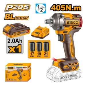 Ingco 1/2'' Square Drive Cordless Impact Wrench 20V 405 N*m Ciwli20455