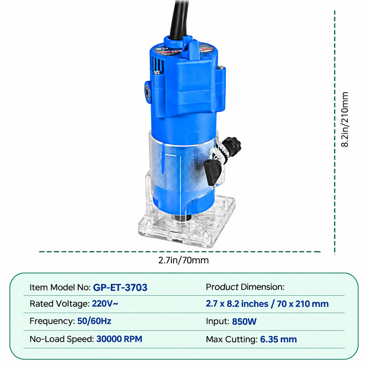 Grate Power 850W Trimmer 6.35Mm Gp-Et-3703 - Image 5