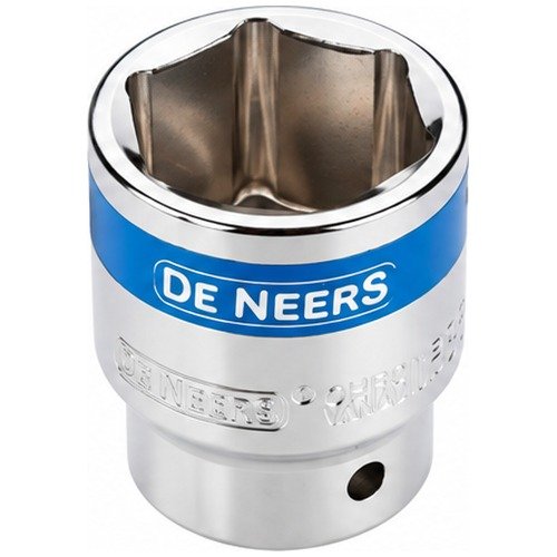 De Neers 1" Square Drive Hex Socket With Blue Band Chrome Mirror Finish — De Neers Ratchet Handles & Sockets