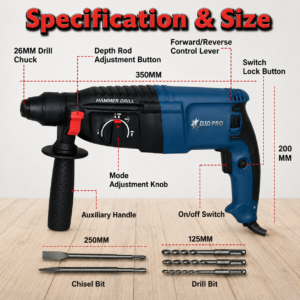 Djd Pro 1700W Rotary Hammer 26Mm Djd-Rh-26 - Image 5