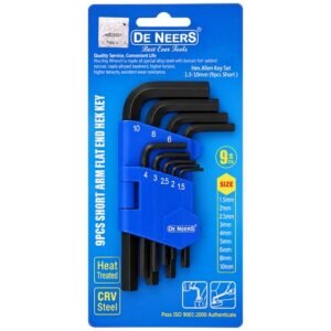De Neers 9 Pieces Short Hex Allen Key Set Dn-Km9V-Bl — De Neers Allen Keys