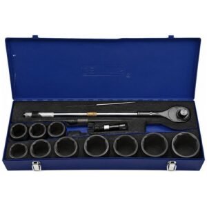 De Neers 1'' Square Drive 14 Pieces Impact Hex Socket Set Imp-D-14M