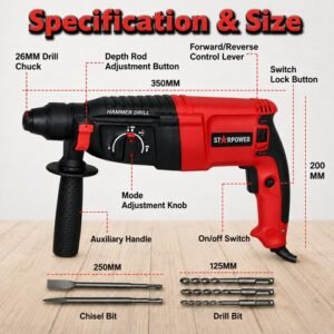 Starpower 1600W Rotary Hammer 26Mm 2-26 - Image 3