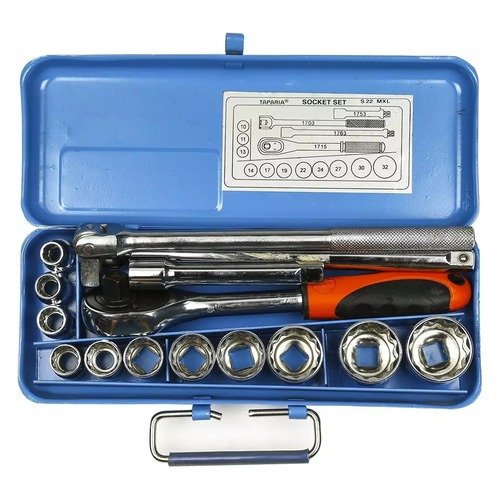 Taparia 1/2'' Square Drive 15 Pieces Bihex Socket Set S-22MXL