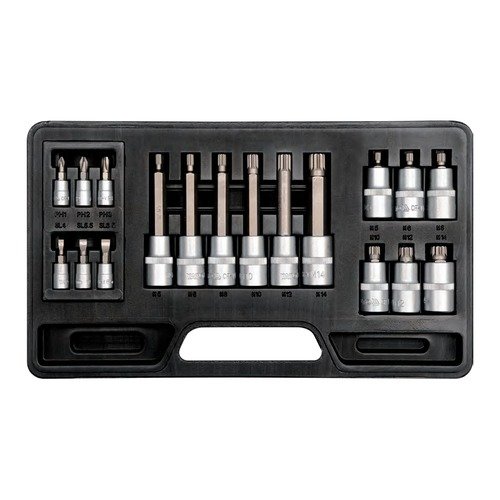 Yato 1/2 & 1/4" Square Drive 18 Pieces Bit Socket Set YT-7750